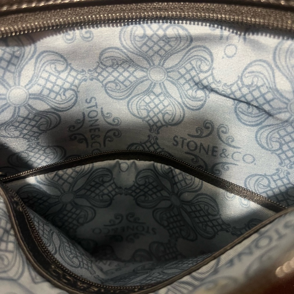 Stone & Co. Black Leather Shoulder Bag with Signature Design - Picture 3 of 13